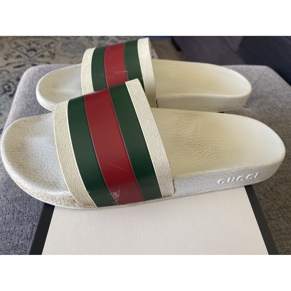 Gucci Men's Rubber Slide Sandal - White Rubber, US 11 Original Box - Picture 5 of 12